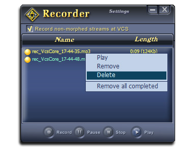 Fig 06: Recorder dialog box - Delete file